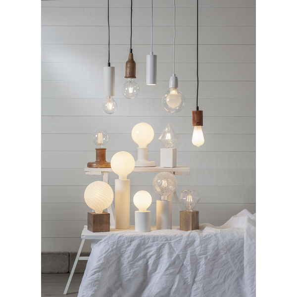 Lampfot Kub E27 | 9cm | brun [Star Trading] 296-31-1 361977 - 4