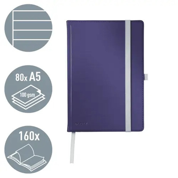 Anteckningsbok A5 linjerat | blå | 80 ark | Leitz Style Hard Cover SE001152 - 2