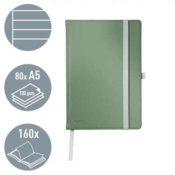 Anteckningsbok A5 linjerat | grön | 80 ark | Leitz Style Hard Cover SE001151 - 2