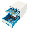 Leitz Förvaringslåda 4 lådor | Leitz 5213 WOW | vit/blå metallic 52132036 202535 - 2
