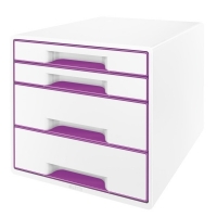 Förvaringslåda 4 lådor | Leitz 5213 WOW | vit/lila metallic 202538