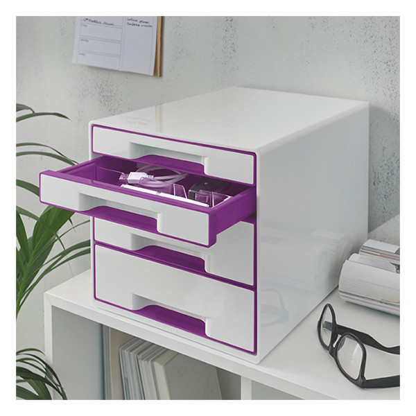 Förvaringslåda 4 lådor | Leitz 5213 WOW | vit/lila metallic 202538 - 3