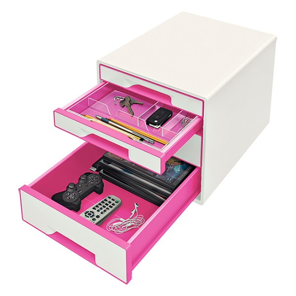 Förvaringslåda 4 lådor | Leitz 5213 WOW | vit/rosa metallic 202534 - 2