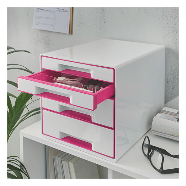 Förvaringslåda 4 lådor | Leitz 5213 WOW | vit/rosa metallic 202534 - 3
