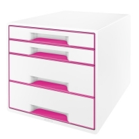 Leitz Förvaringslåda 4 lådor | Leitz 5213 WOW | vit/rosa metallic 52132023 202534