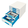 Leitz Förvaringslåda 5 lådor | Leitz 5214 WOW | vit/blå metallic 52142036 202541 - 2