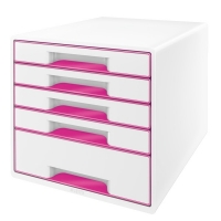 Leitz Förvaringslåda 5 lådor | Leitz 5214 WOW | vit/rosa metallic 52142023 202540