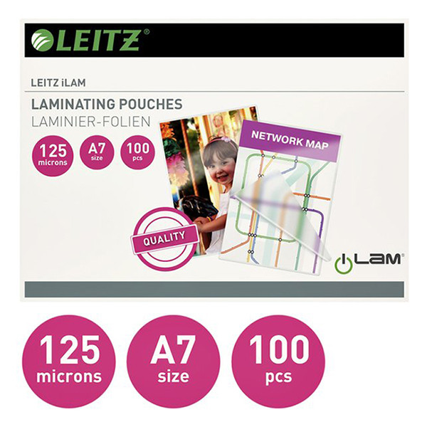 Leitz Lamineringsfickor A7 125 mik. | blank | Leitz iLAM 100st 33805 211114 - 2
