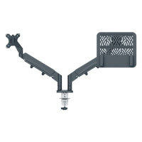 Monitorarm för 2 monitorer + laptoparm | Leitz Ergo | mörkgrå (med klämma) 226601