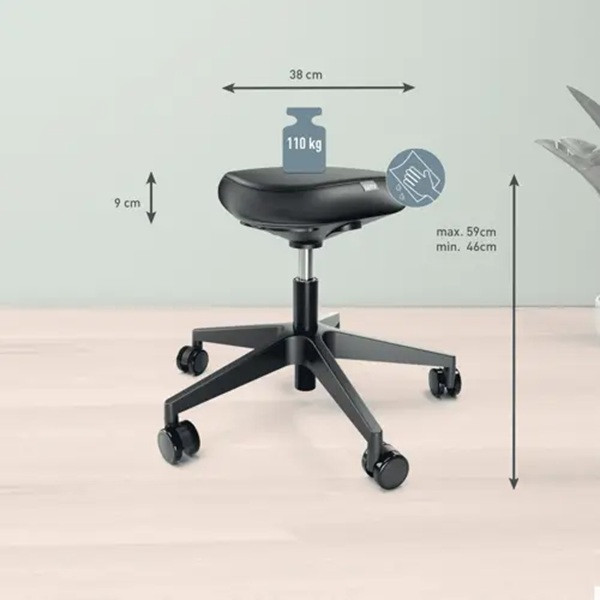 Sadelstol med hjul 46-59cm | Leitz Ergo | svart SE001307 - 6