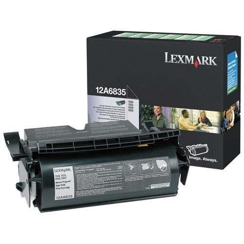 Lexmark 12A6835 svart toner hög kapacitet (original) 12A6835 034225 - 1