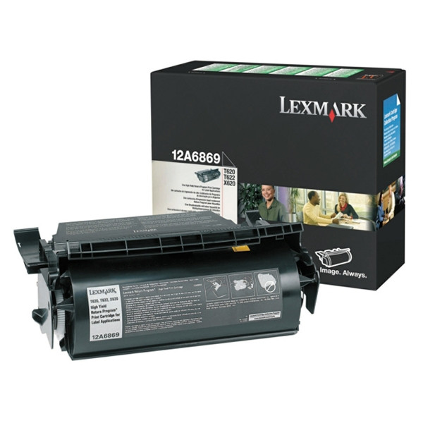 Lexmark 12A6869 svart toner hög kapacitet till etiketter (original) 12A6869 037580 - 1