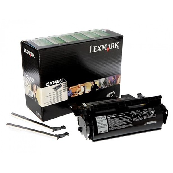 Lexmark 12A7468 svart toner hög kapacitet till etiketter (original) 12A7468 037582 - 1