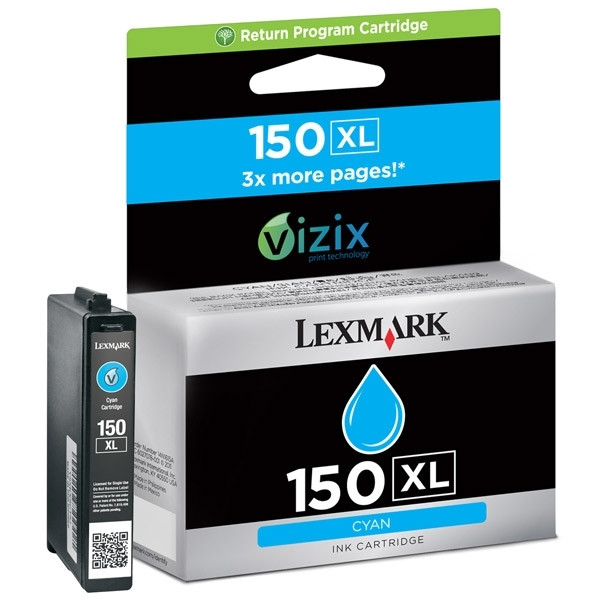 Lexmark 14N1615E (#150XL) cyan bläckpatron hög kapacitet (original) 14N1615E 040466 - 1