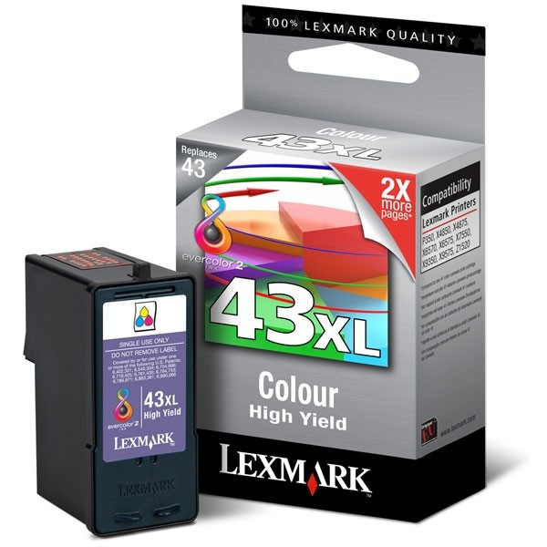 Lexmark 18YX143E (#43XL) färgbläckpatron (original) 18YX143E 040319 - 1