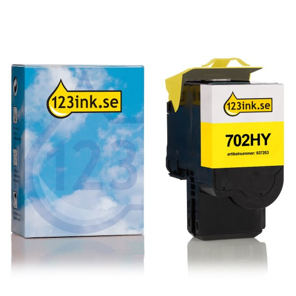 Lexmark 702HY (70C2HY0) gul toner hög kapacitet (varumärket 123ink) 70C2HY0C 037253 - 1