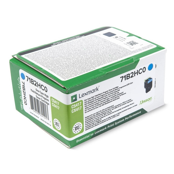 Lexmark 71B2HC0 cyan toner hög kapacitet (original) 71B2HC0 037750 - 1