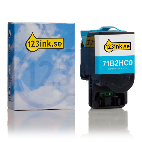 Lexmark 71B2HC0 cyan toner hög kapacitet (varumärket 123ink) 71B2HC0C 037751 - 1