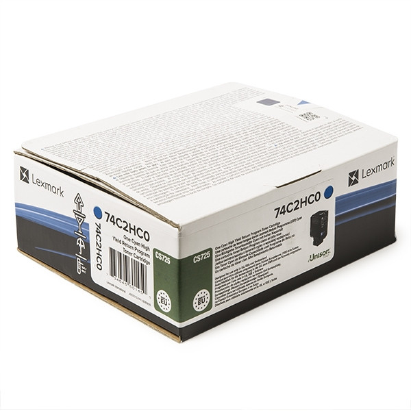 Lexmark 74C2HC0 cyan toner extra hög kapacitet (original) 74C2HC0 037666 - 1