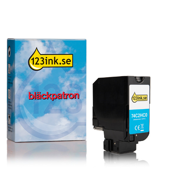 Lexmark 74C2HC0 cyan toner extra hög kapacitet (varumärket 123ink) 74C2HC0C 037667 - 1