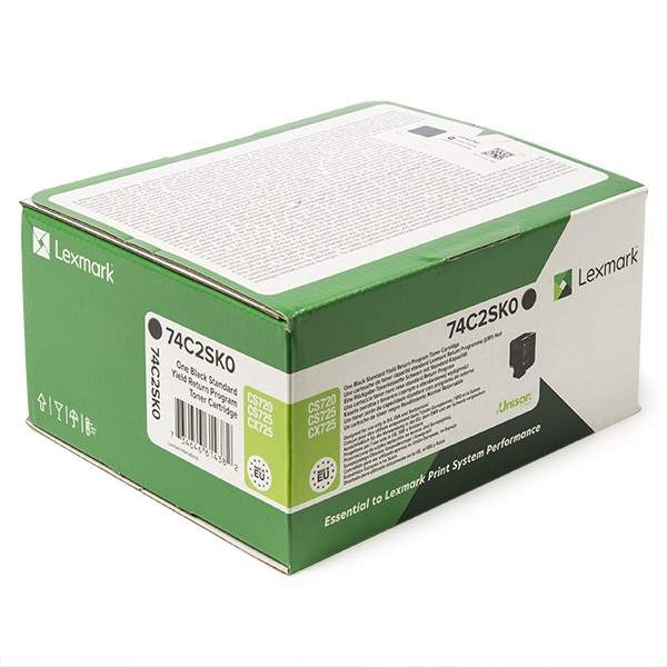 Lexmark 74C2SK0 svart toner hög kapacitet (original) 74C2SK0 037612 - 1