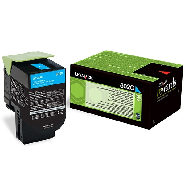 Lexmark 802C (80C20C0) cyan toner lågkapacitet (original) 80C20C0 037278 - 1