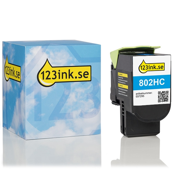 Lexmark 802HC (80C2HC0) cyan toner hög kapacitet (varumärket 123ink) 80C2HC0C 037295 - 1