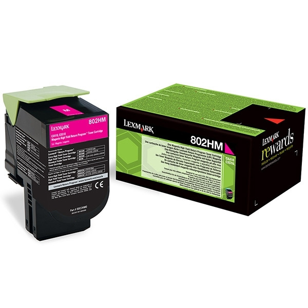 Lexmark 802HM (80C2HM0) magenta toner hög kapacitet (original) 80C2HM0 037296 - 1