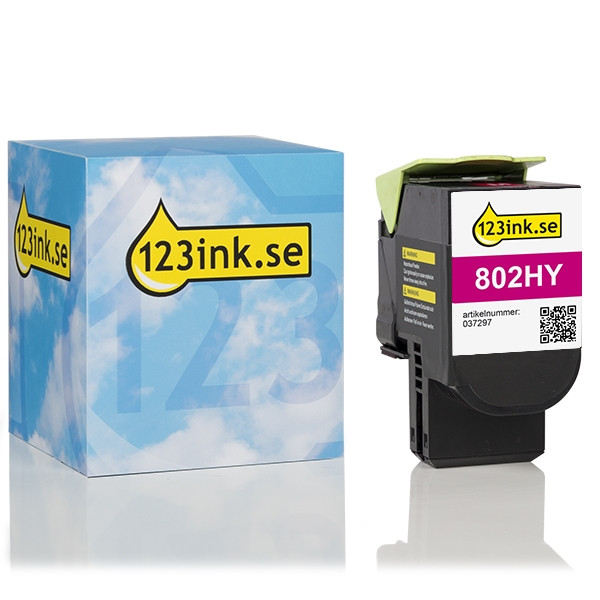 Lexmark 802HM (80C2HM0) magenta toner hög kapacitet (varumärket 123ink) 80C2HM0C 037297 - 1