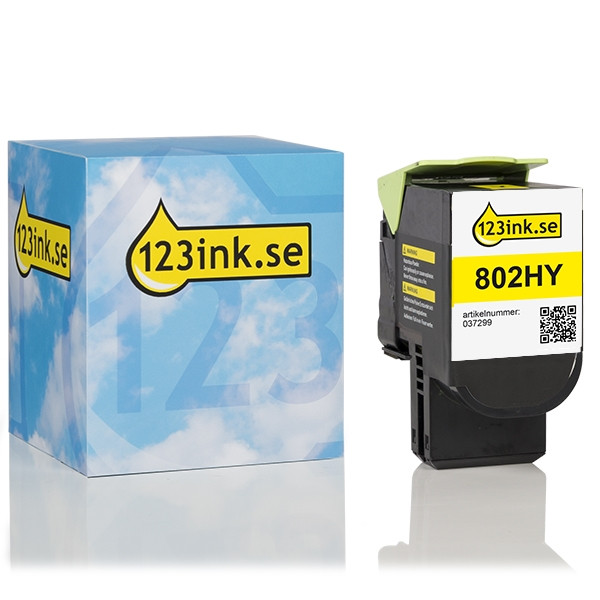 Lexmark 802HY (80C2HY0) gul toner hög kapacitet (varumärket 123ink) 80C2HY0C 037299 - 1