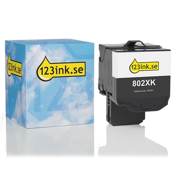 Lexmark 802XK (80C2XK0) svart toner extra hög kapacitet (varumärket 123ink) 80C2XK0C 037301 - 1