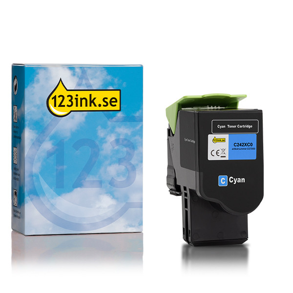 Lexmark C242XC0 cyan toner extra hög kapacitet (varumärket 123ink) 037959 - 1