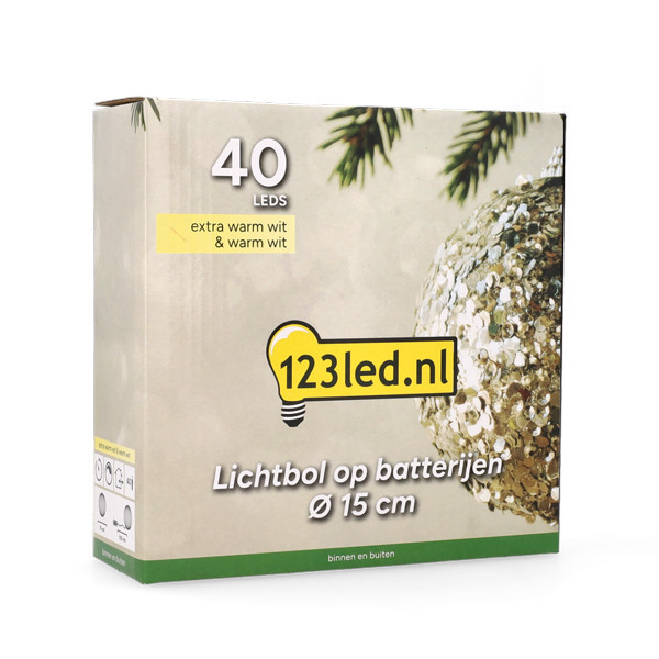 Ljusboll Ø15cm 40 LED | batteridriven | svart [123ink] LDR07352 - 7