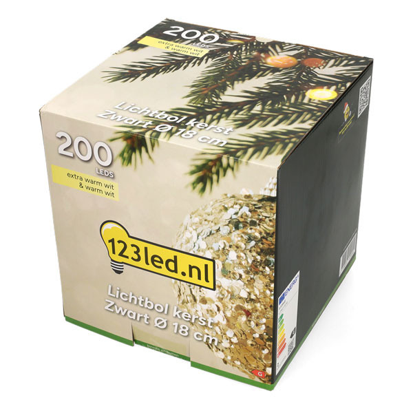 Ljusboll Ø18cm 200 LED | svart [123ink] LDR07334 - 7