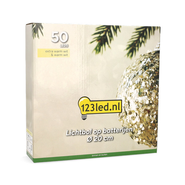 Ljusboll Ø20cm 50 LED | batteridriven | svart [123ink] LDR07353 - 7