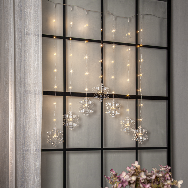 Ljusgardin Dew Drop Snowflake | varmvit | 0,6x0,85cm [Star Trading] 729-77 501779 - 2