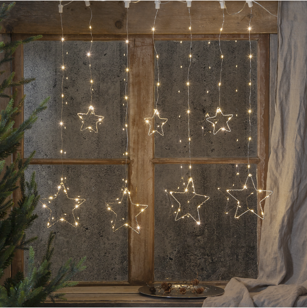 Ljusgardin Dew Drop Stars | dagsljus | 1,2x0,8m [Star Trading] 582-20-1 501778 - 2