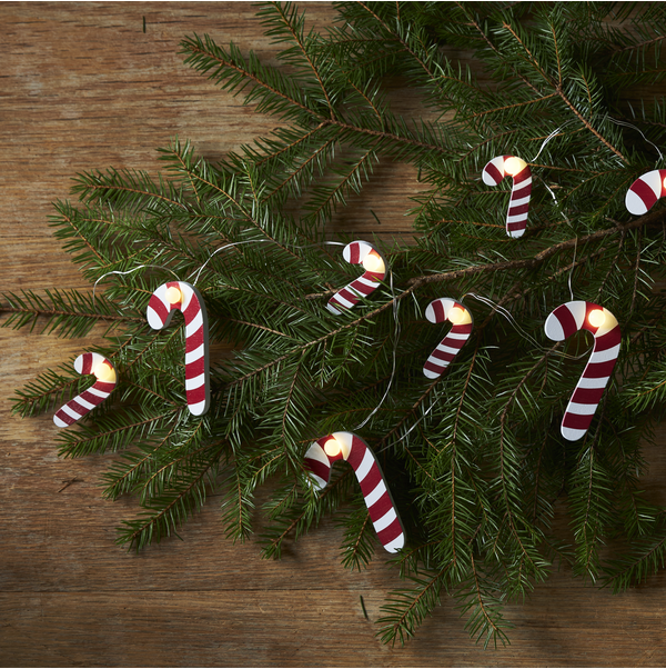 Ljusslinga Candycane | 135cm | 10 lampor | vit/röd [Star Trading] 729-66 501762 - 2