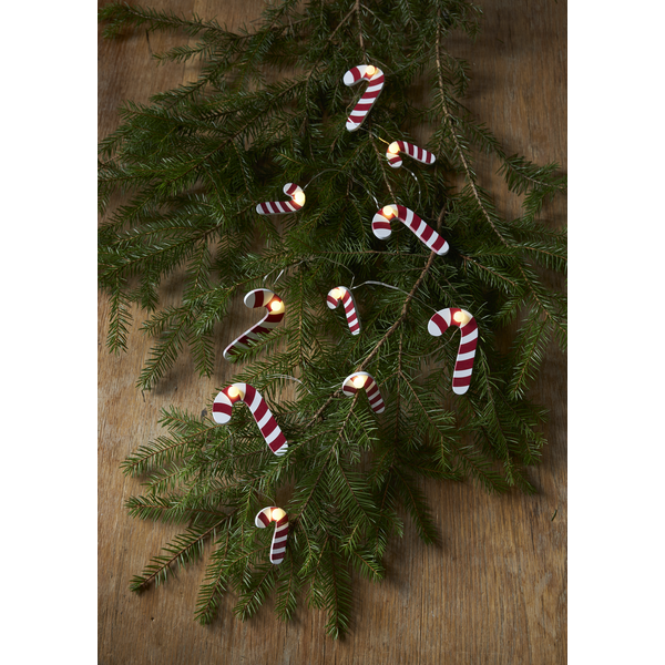 Ljusslinga Candycane | 135cm | 10 lampor | vit/röd [Star Trading] 729-66 501762 - 3