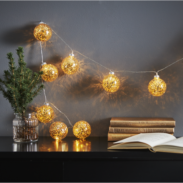 Ljusslinga Glitter | 130cm | 10 lampor | guld [Star Trading] 729-18 501772 - 2