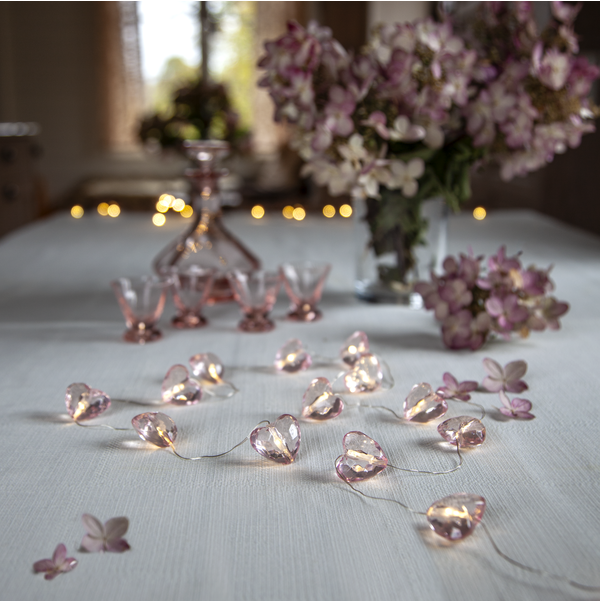 Ljusslinga Valentine | 165cm | 12 lampor | transparent rosa [Star Trading] 729-78 501750 - 2