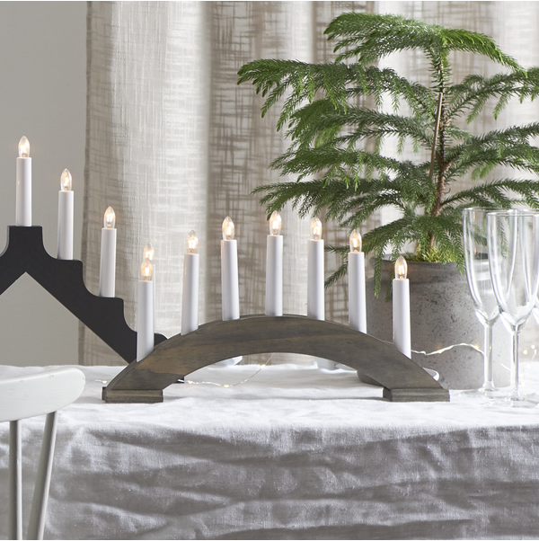 Ljusstake Bea | 7-arm | trä | brunbetsad [Star Trading] 283-19 361281 - 2