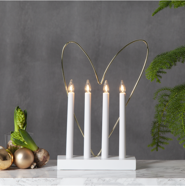 Ljusstake Glossy Heart | 4 ljus | vit [Star Trading] 644-63 501807 - 2