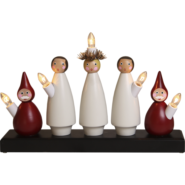 Ljusstake Luciakör | 5 ljus | vit & röd [Star Trading] 655-80 361286 - 1