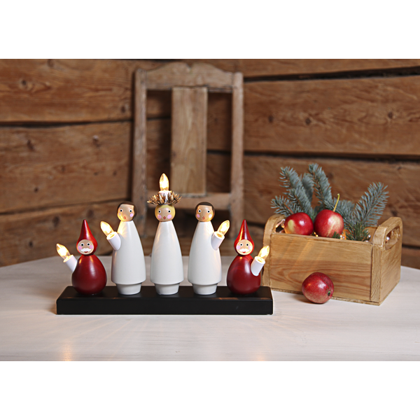 Ljusstake Luciakör | 5 ljus | vit & röd [Star Trading] 655-80 361286 - 4