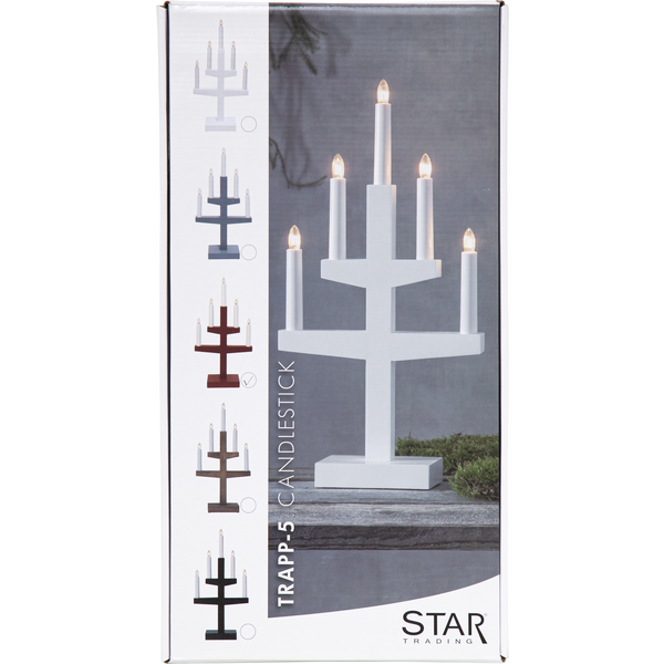 Ljusstake Trapp | 7-arm | trä | grå [Star Trading] 212-01 361291 - 4