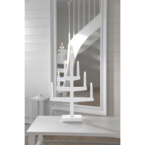 Ljusstake Trapp | 7-arm | trä | vit [Star Trading] 212-08 361293 - 5