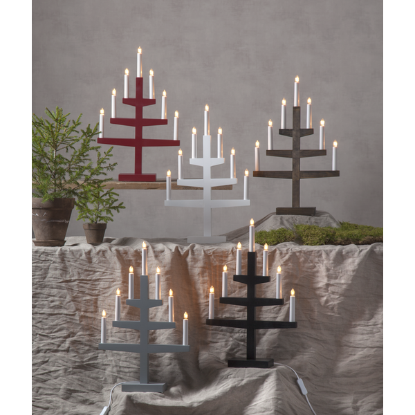 Ljusstake Trapp | 7-arm | trä | vit [Star Trading] 212-08 361293 - 3
