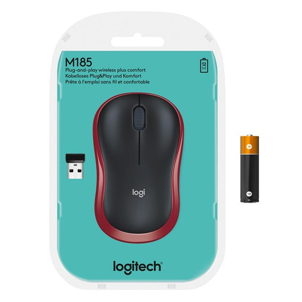 Datormus trådlös | Logitech M185 | röd 828102 - 4