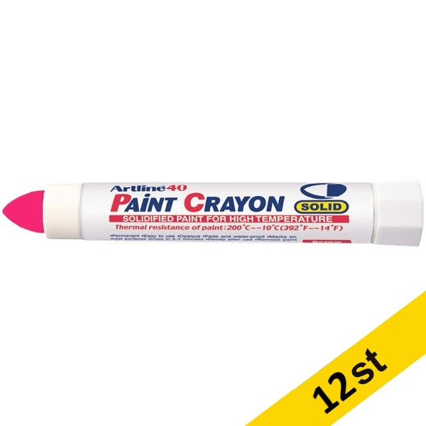 Märkkrita | Artline 40 Paint Crayon High temp | röd | 12st 360787 - 1